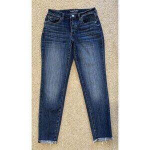 Maurices Sz 6 Skinny Dark Wash Stretch Denim Womens Jeans Button Fly‎ Raw Hem